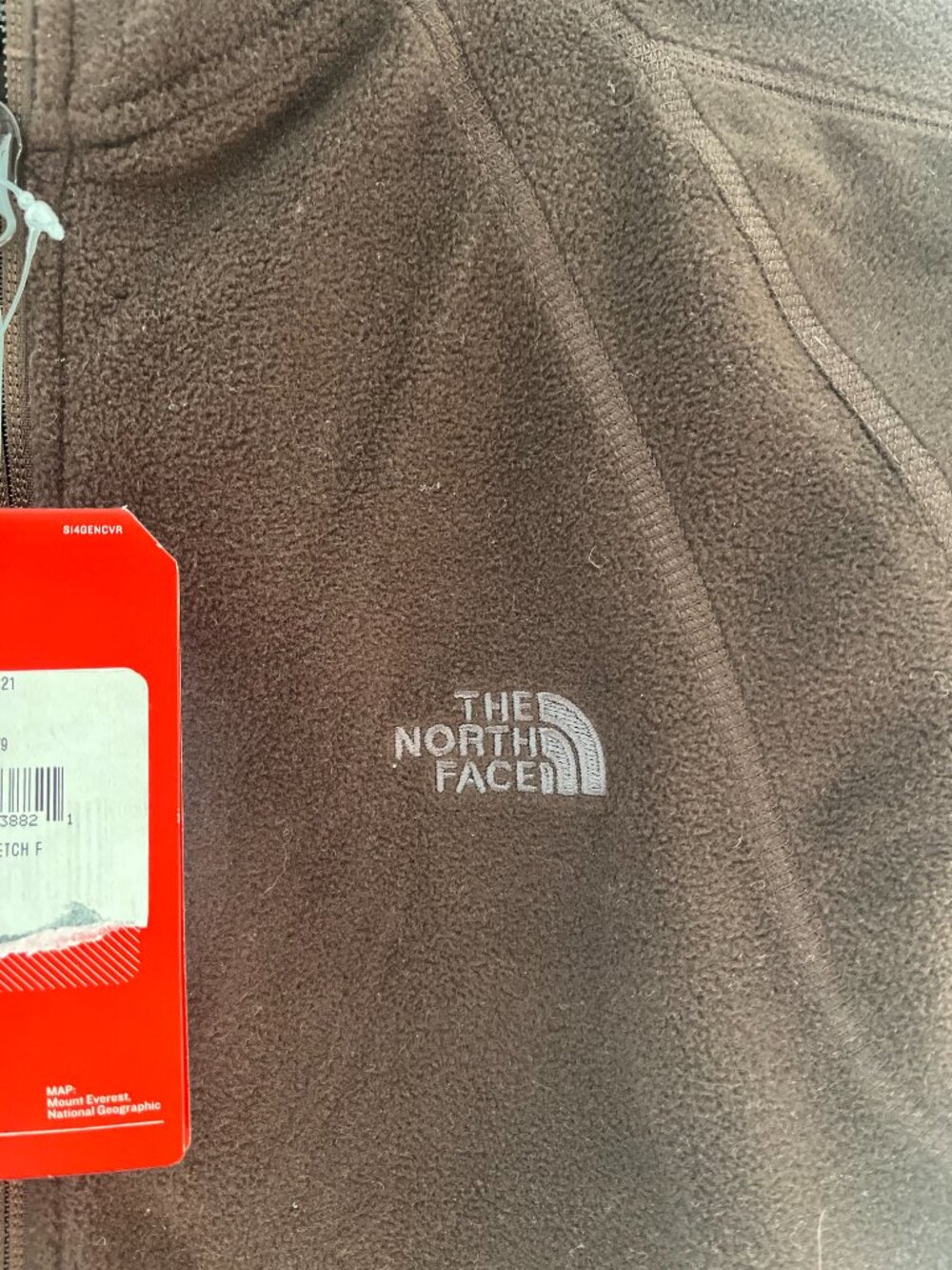 Women's L Brown North Face Zip Up Fleece - Picture 3 of 4